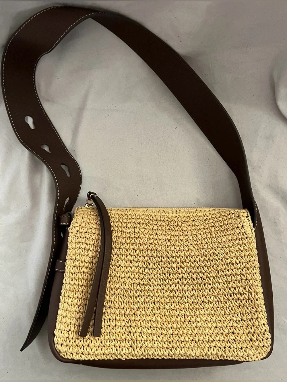 Tory Burch ROMY WOVEN Leather Shoulder Bag $395